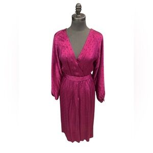 Albert Capraro Silk Polka Dot Midi Dress Small